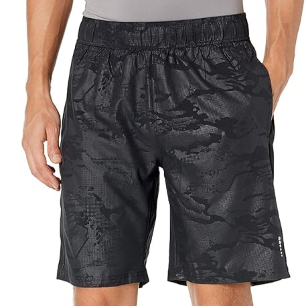 Men's Balance Collection Athletic Shorts Camouflage Embossed Black Large